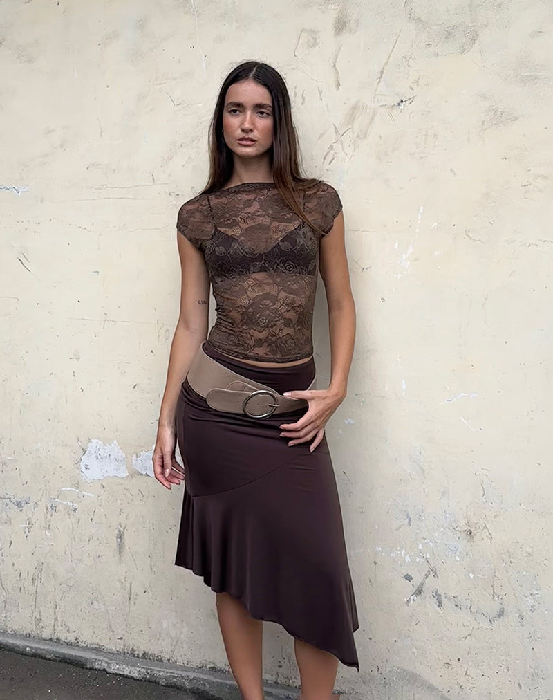 Image of Nova Unlined Lace Top in Dark Brown