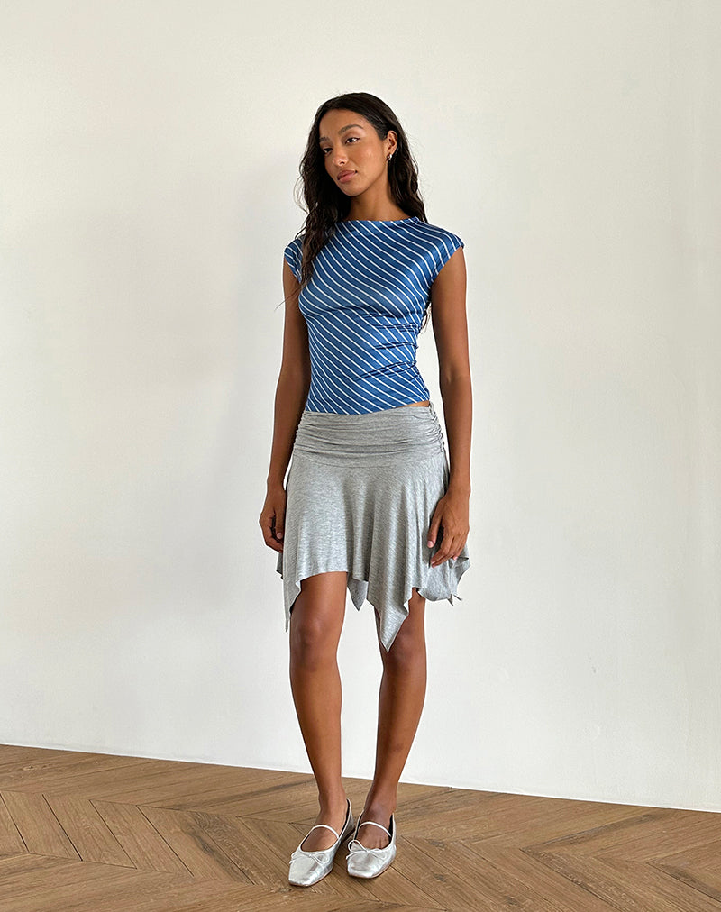 Image of Nova Slinky Top in Blue Diagonal Stripe