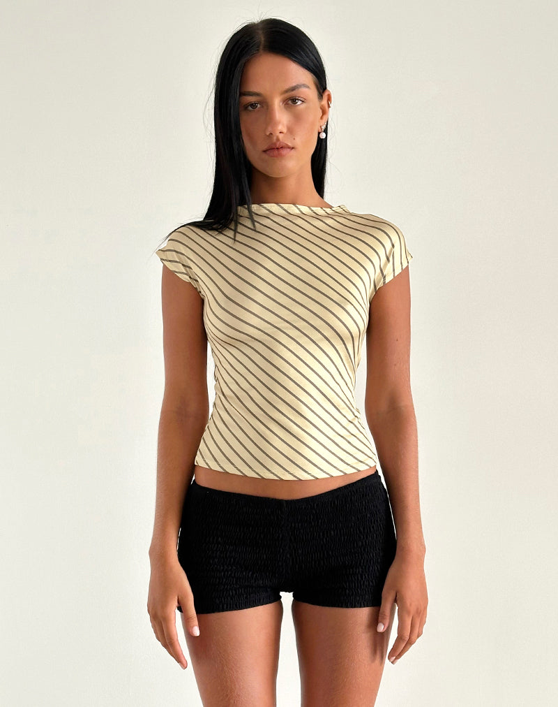 Nova Slinky Top in Yellow Diagonal Stripe