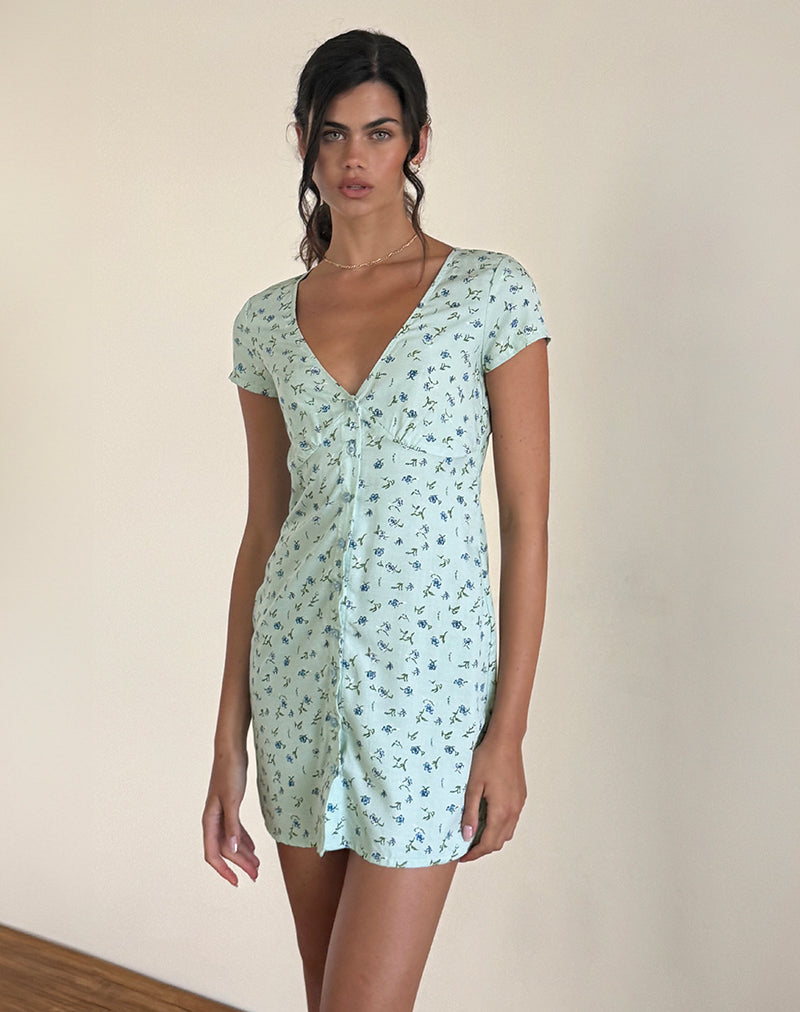 image of Omoni Dress In Pretty Petal Green