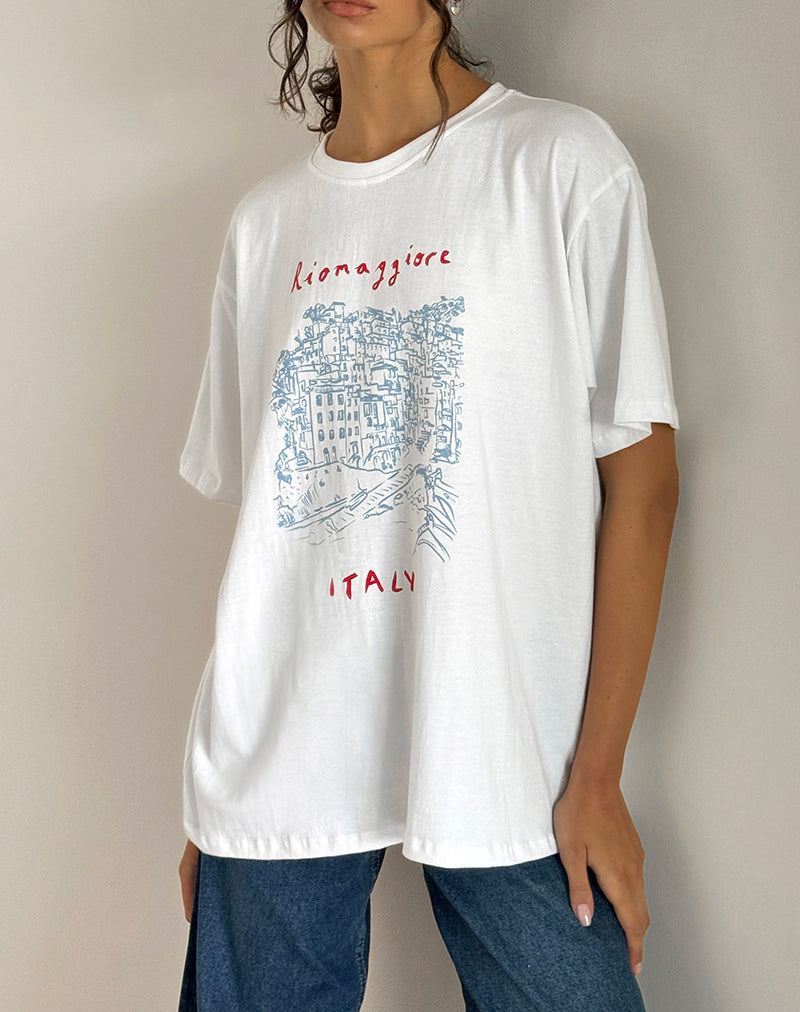 Oversized Basic Tee in Riomaggiore Italy White