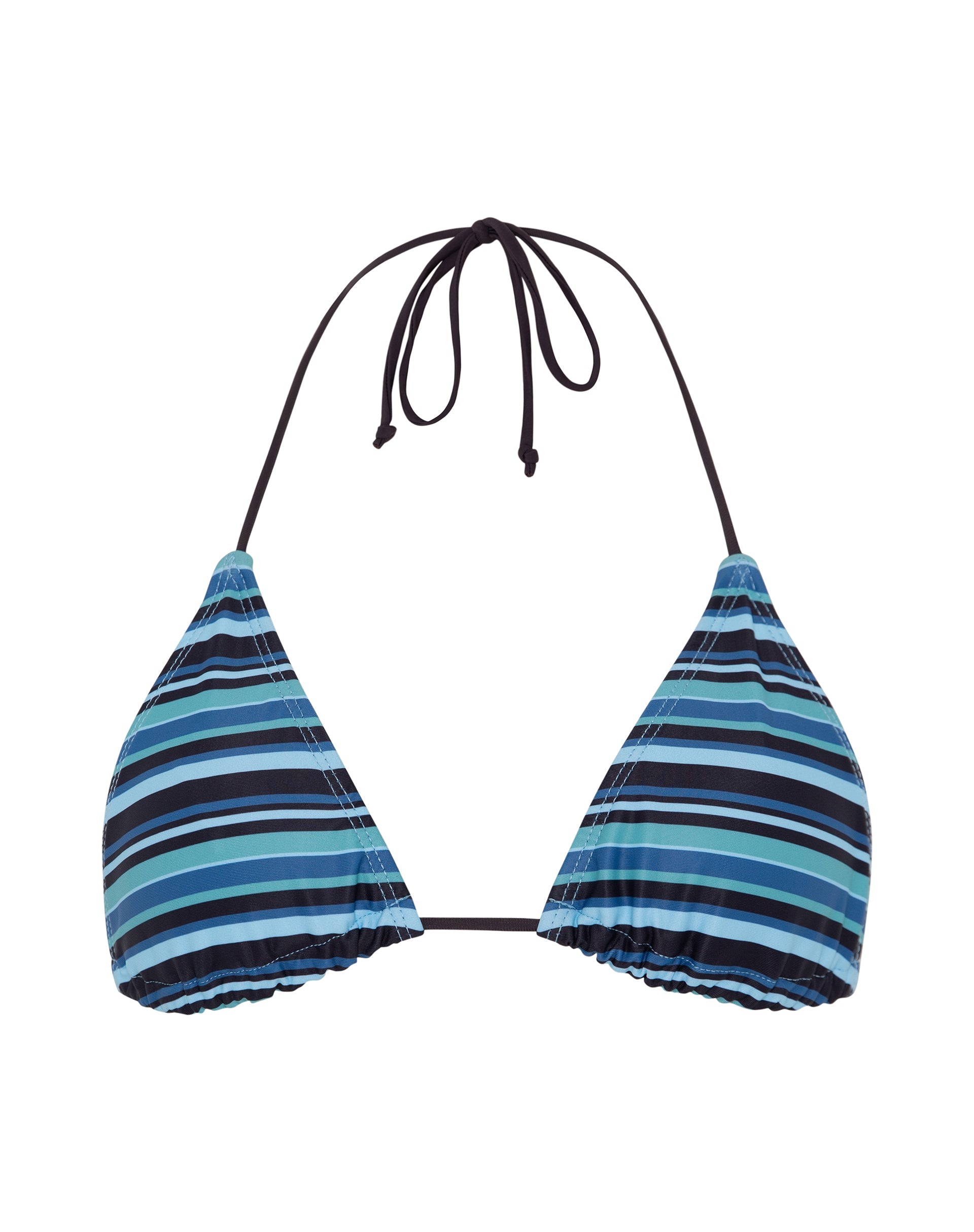 Afbeelding van Pami Bikinitop in Streep Blauw met Bruine Band