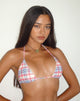 Image of Pami Bikini Top in Pastel Pink Tartan with Picot Trim