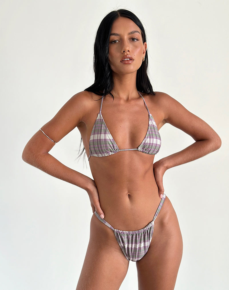 Nakeela Bikini Bottom in Purple Tartan