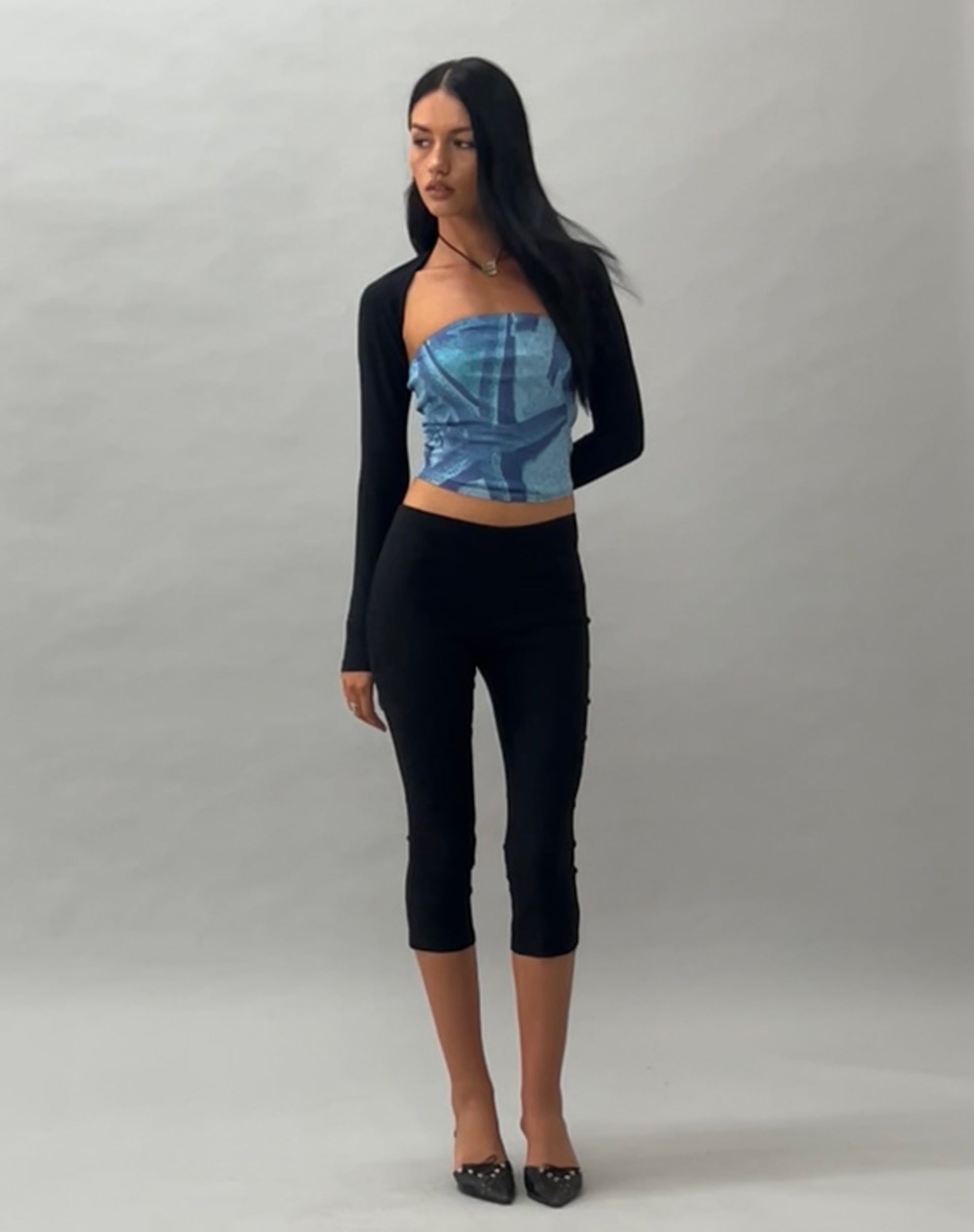 Afbeelding van Peggy Mesh Bandeau Top in Blauw Zeesterren Fotoprint