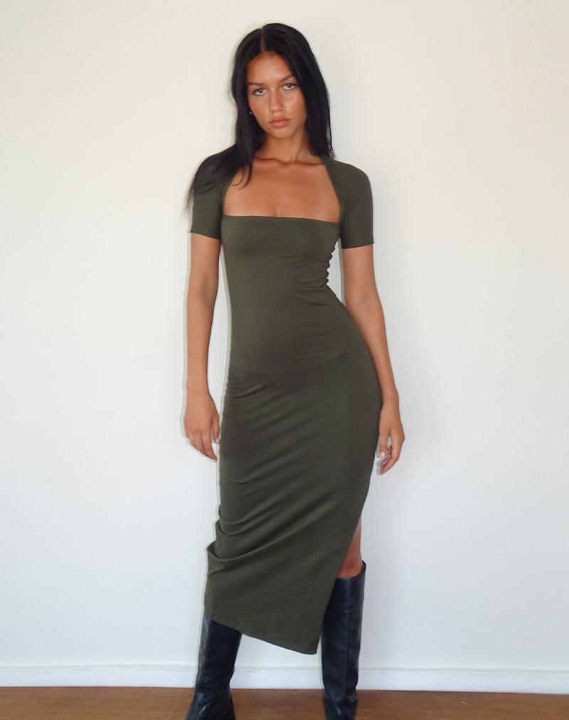 Quala Midi Dress in Olijf