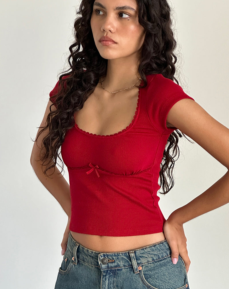 Rada Top in Rib Adrenaline Red