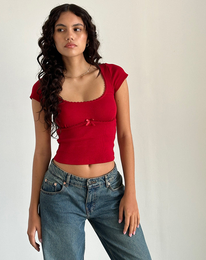 Rada Top in Rib Adrenaline Red