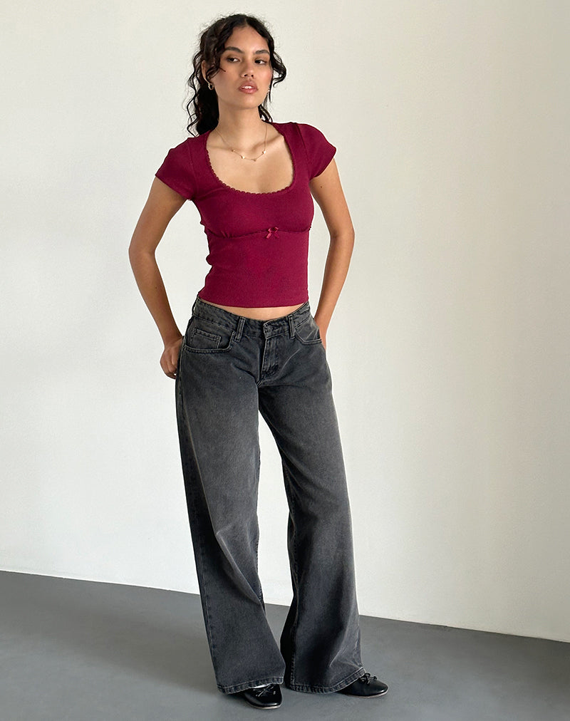 Image of Rada Top in Rib Burgundy