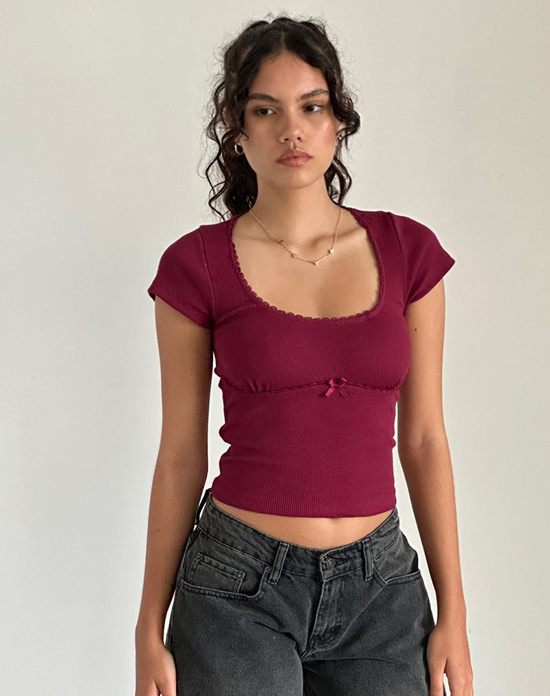 Rada Top in Rib Burgundy