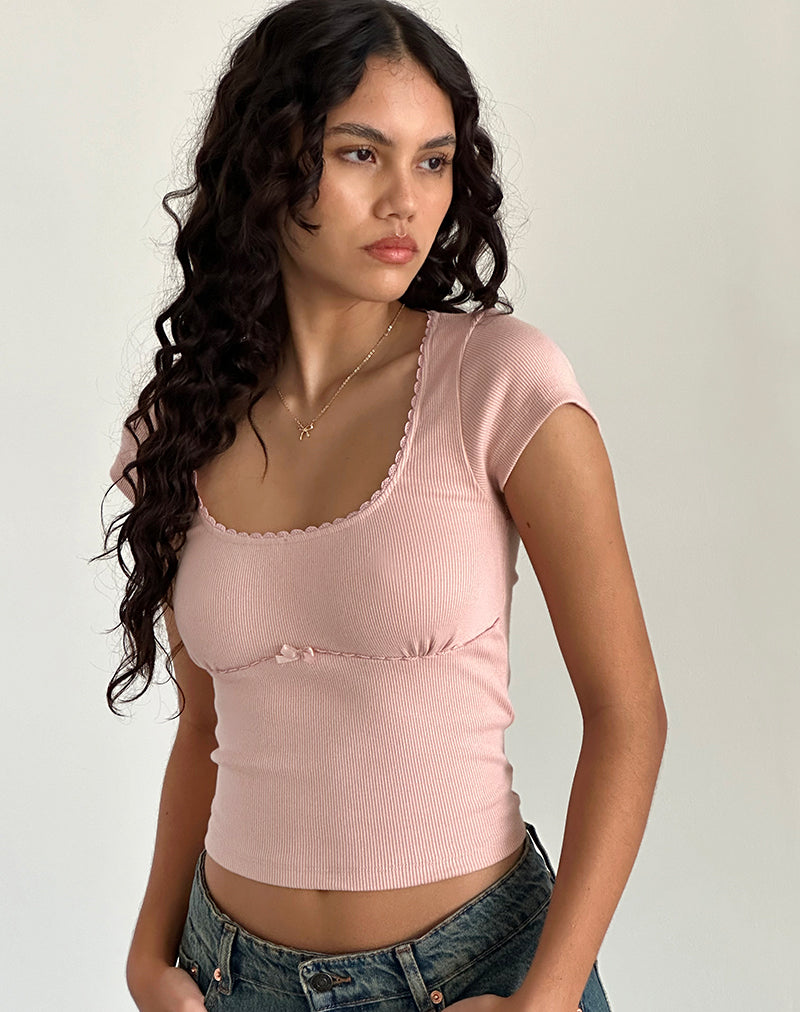 Rada Top in Rib Pink Lady