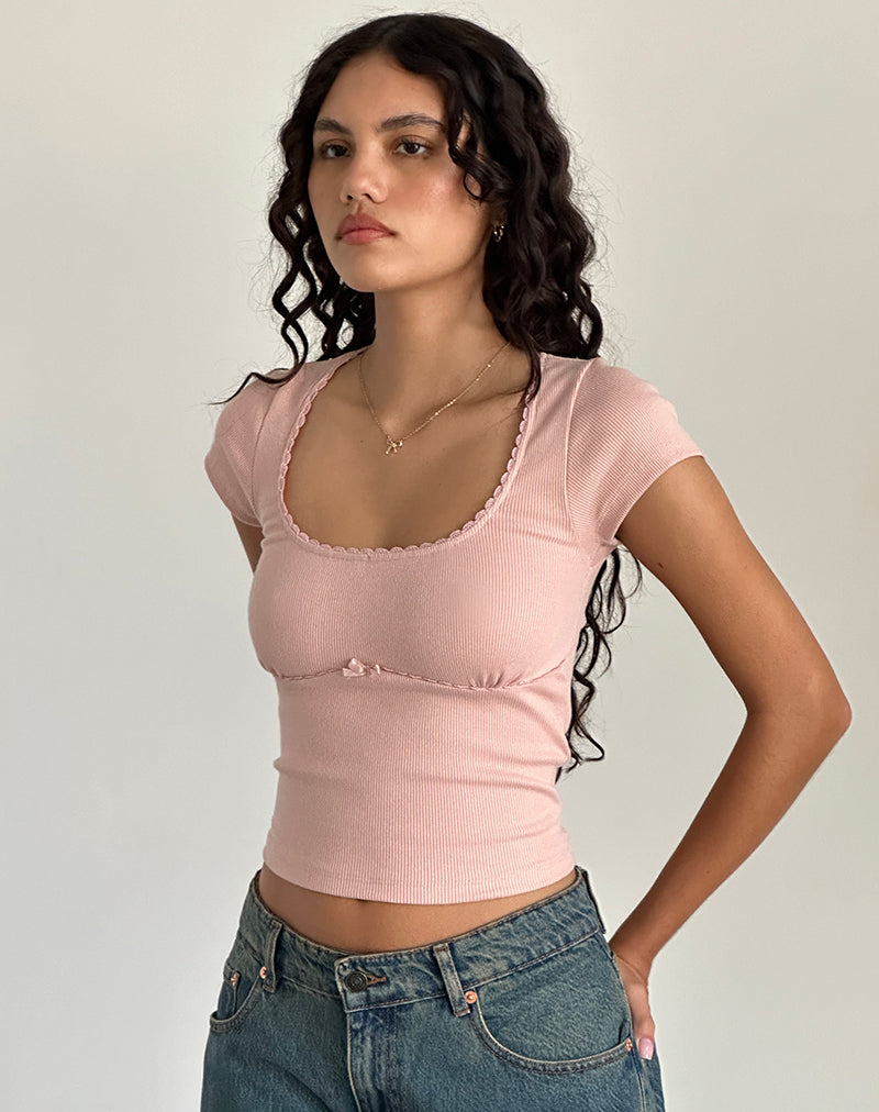 Rada Top in Rib Pink Lady