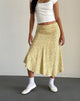 Image of Rans Waterfall Hem Midi Skirt in Flowing Flower Yellow