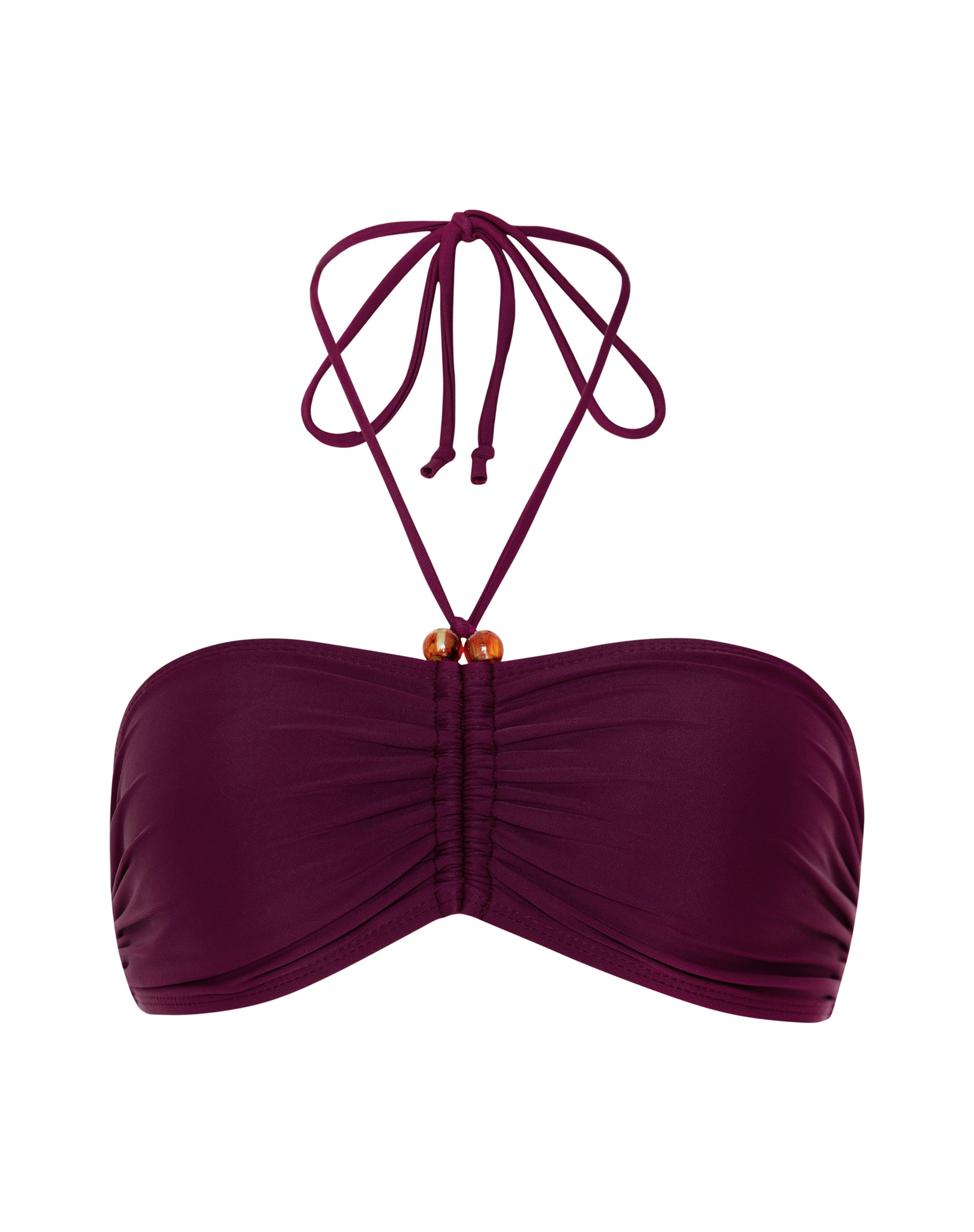 Afbeeldingen van Raqui Beaded Bikini Top in Burgundy