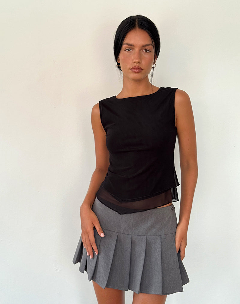 Afbeelding van Rochie Asymmetrische Top in Mesh Zwart