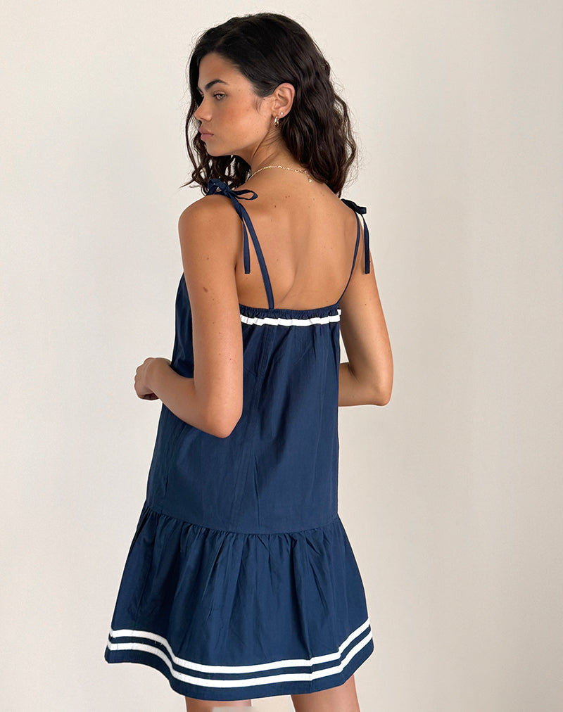 image of Rodha Cami Mini Dress in Poplin Navy