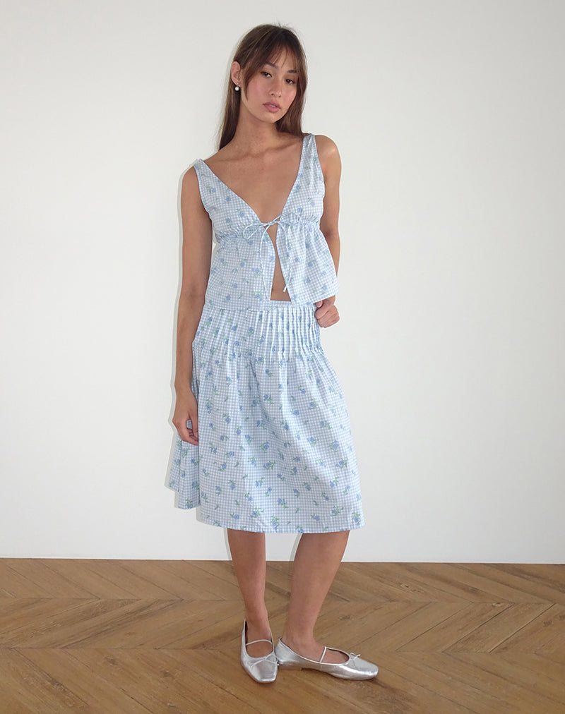 image of Rolia Cami Top in Blue Flower Gingham