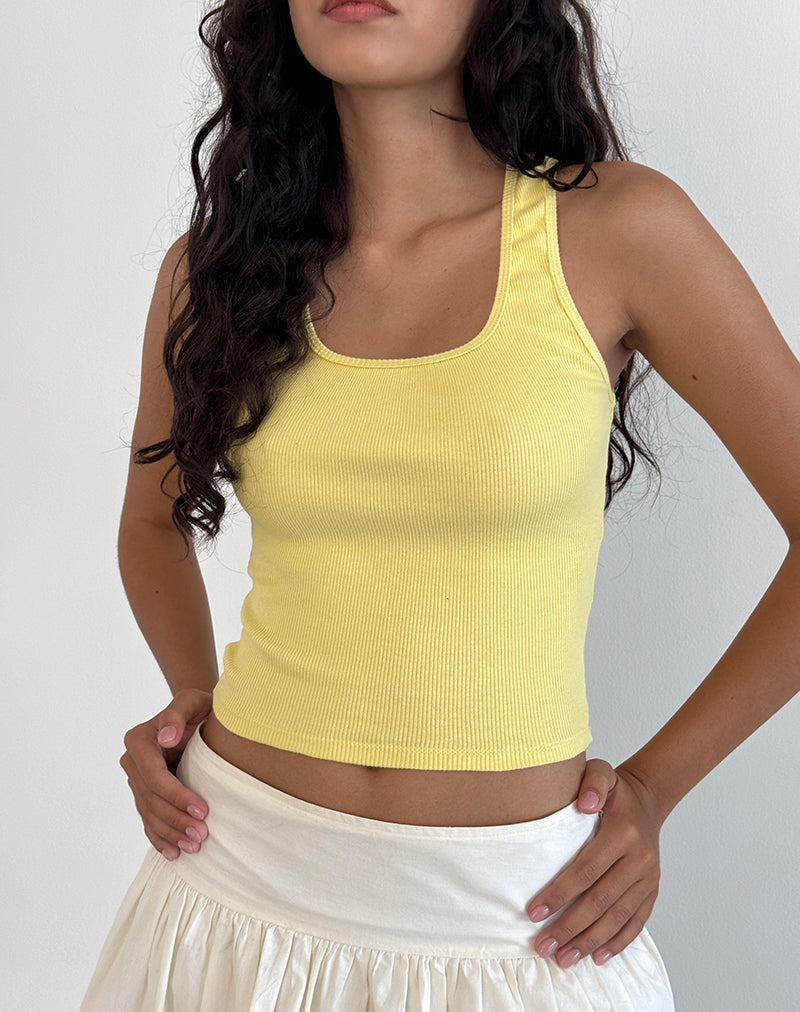 Roxe Ribbed Vest Top in Lemonade