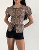 Image of Ryota Tie Front Blouse in Leopard Sandstorm