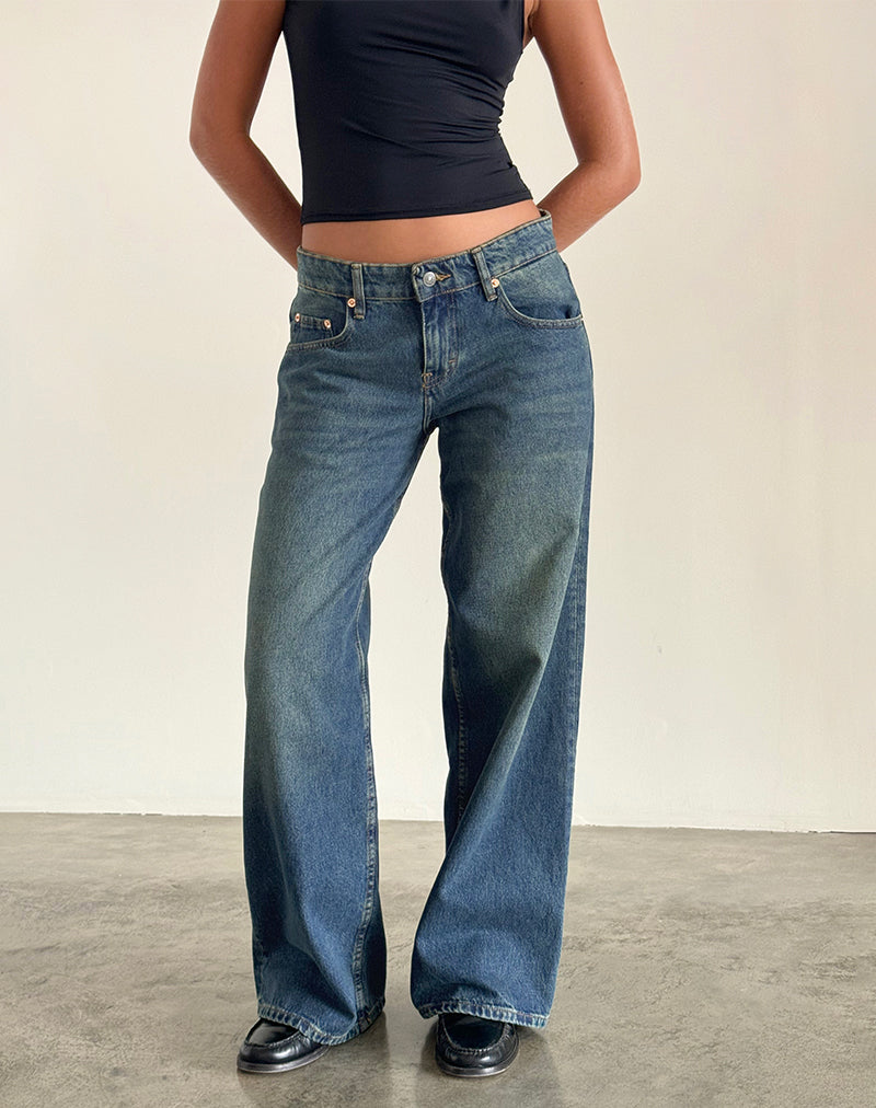 Roomy Extra Wide Low Rise Jeans in Helderblauw