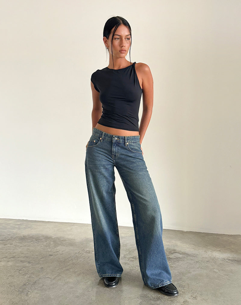 Roomy Extra Wide Low Rise Jeans in Helderblauw