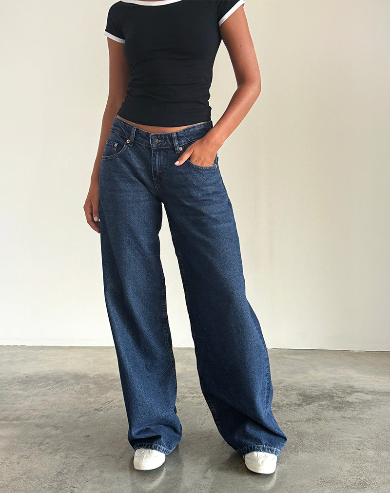 Afbeelding van Roomy Extra Wide Low Rise Jeans in Mid Indigo Blue