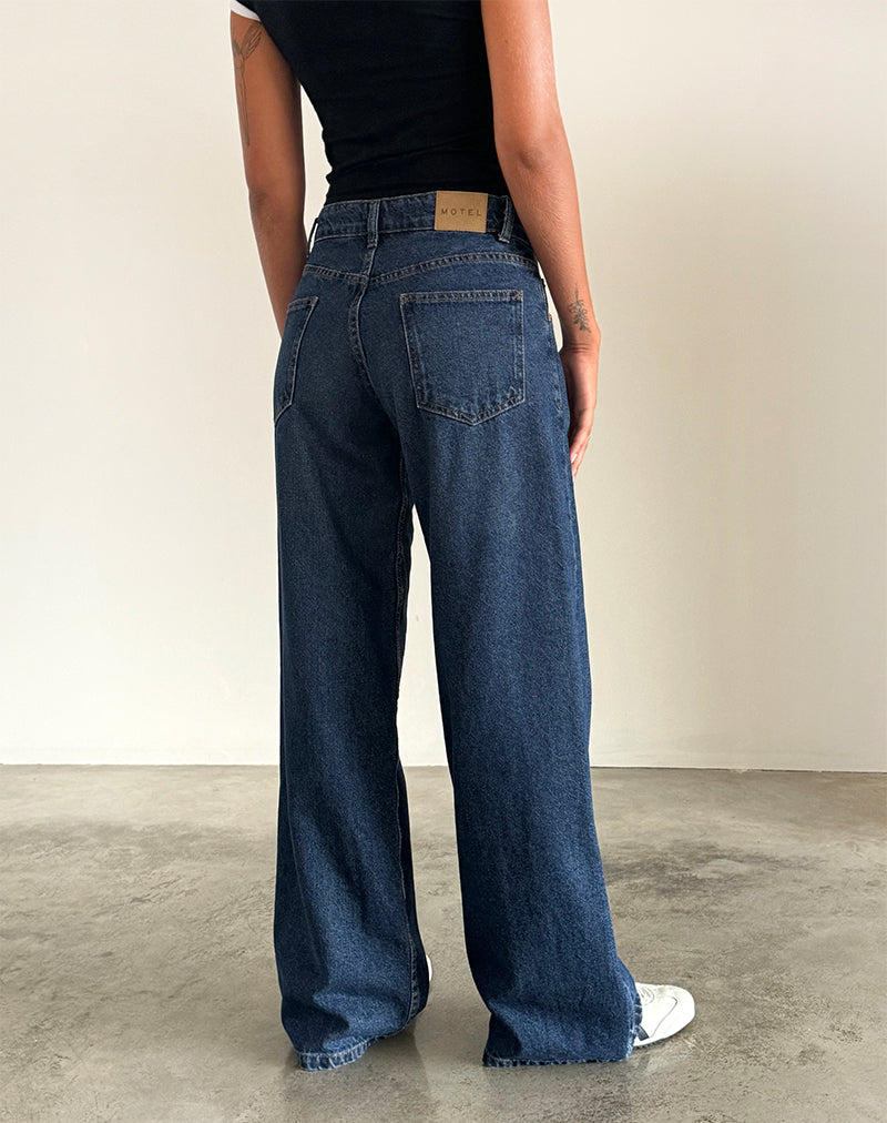 Afbeelding van Roomy Extra Wide Low Rise Jeans in Mid Indigo Blue