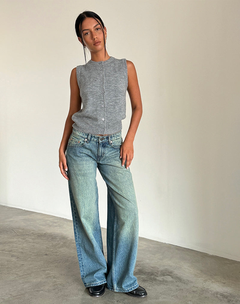 Roomy Extra Wide Low Rise Jeans in Zeegroen