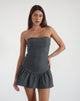 Image of Sabina Bandeau Mini Dress in Charcoal Grey