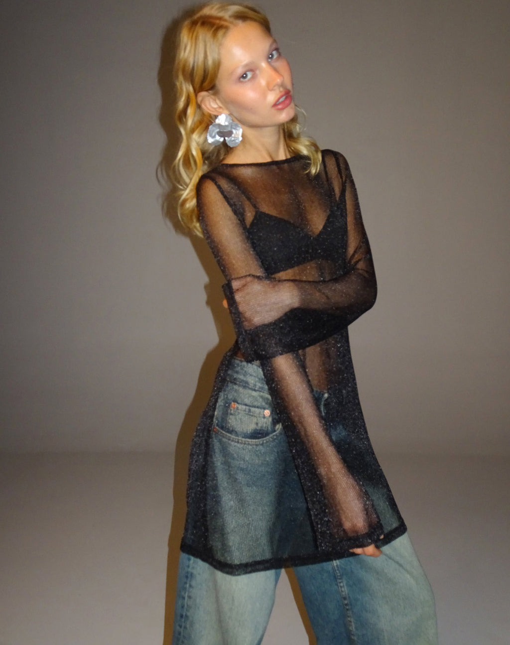 Sachin Mini Dress in Chain Knit Zwart