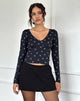 Image of Salisa Top in Navy with Mini Bow Design