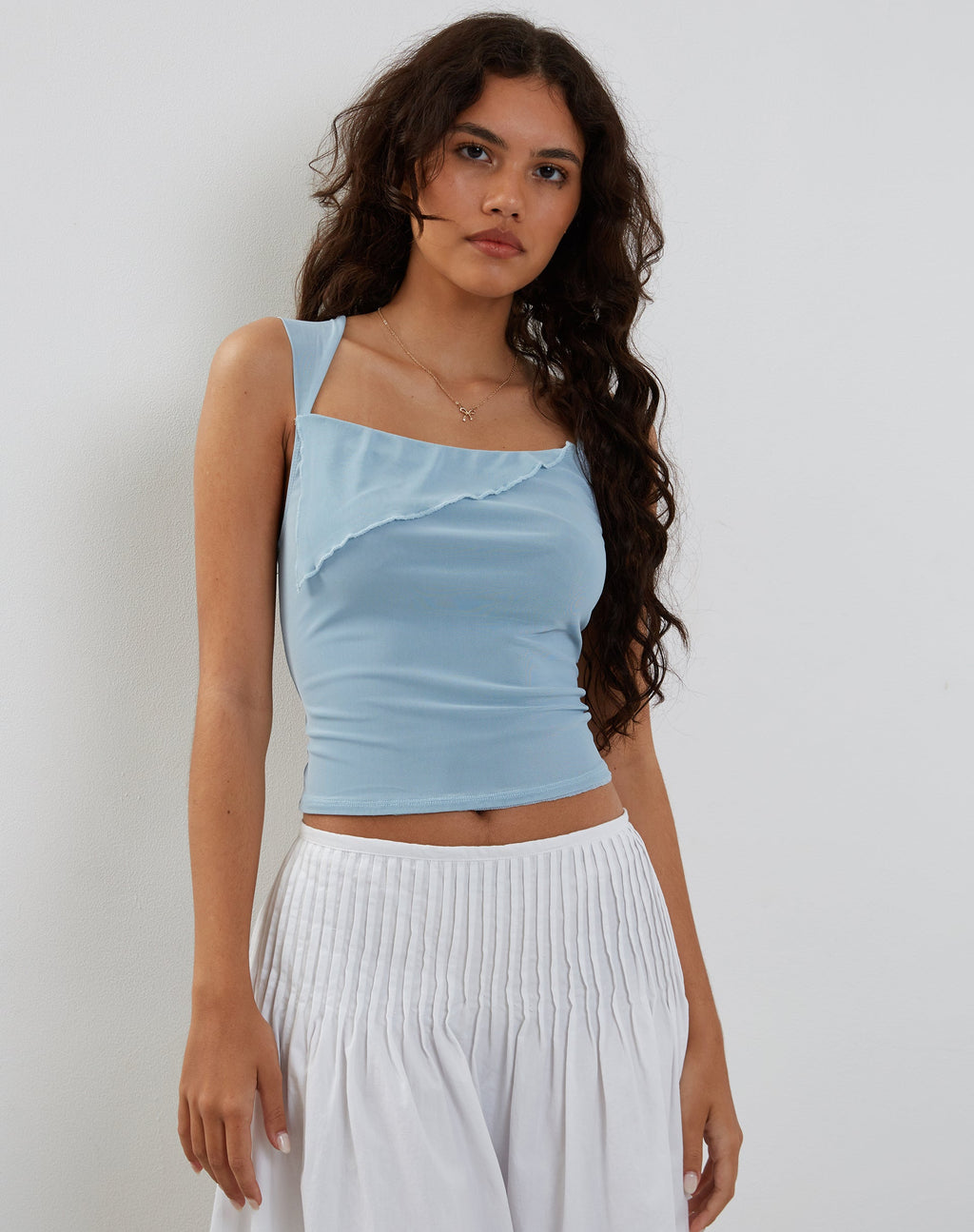 Sambu Mesh Vest Top in Pastelblauw