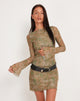 Afbeelding van Sevila Lange Mouw Mini Dress in Mesh Tonal Paisley Green