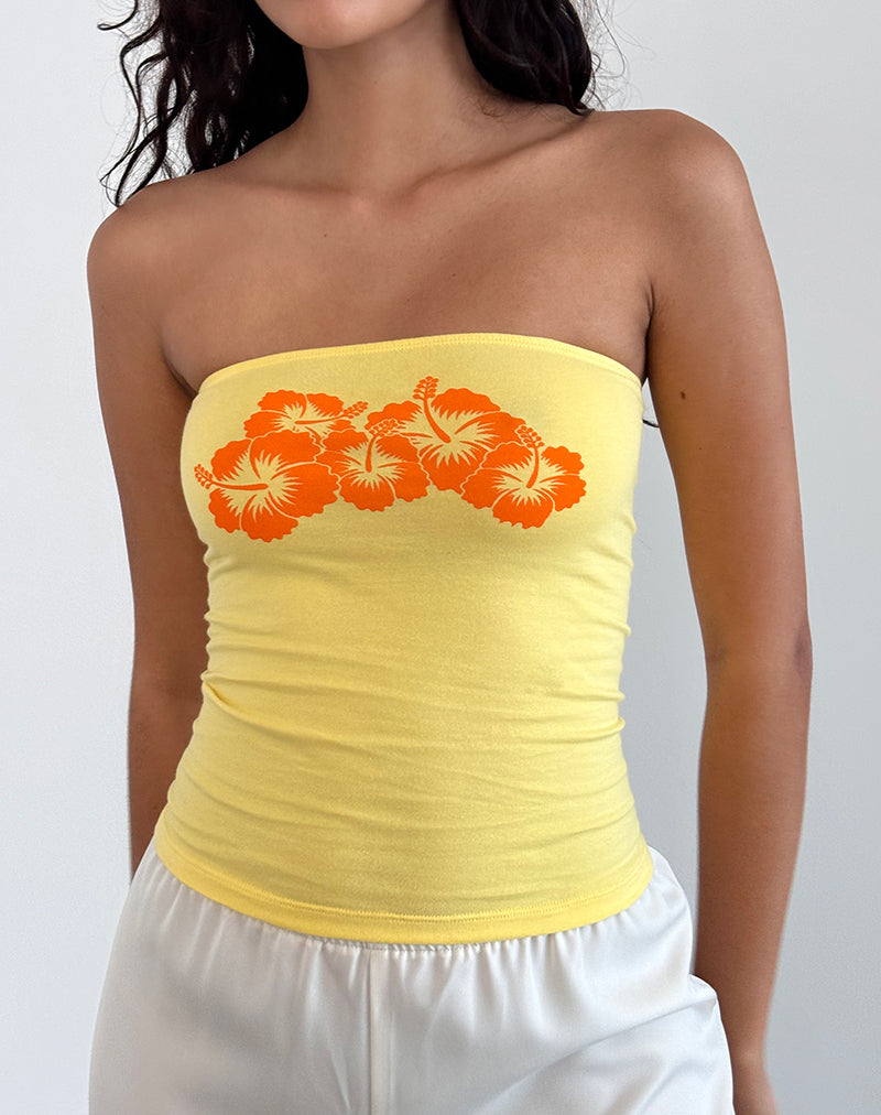 Image of Shaelo Bandeau Top in Lemonade Orange Hisbiscus