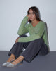 Afbeelding van Sukana Sheer-Knit Top met lange mouwen in lichtgroen