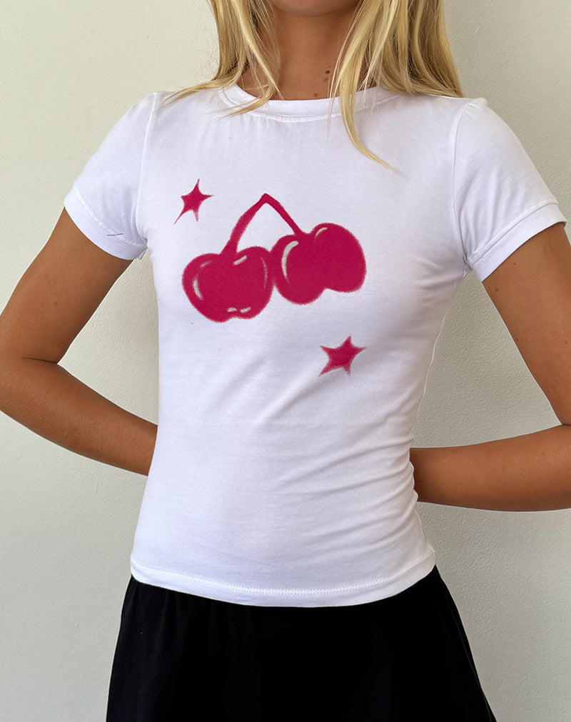 Image of Sutin Baby Tee in White Cherry Print