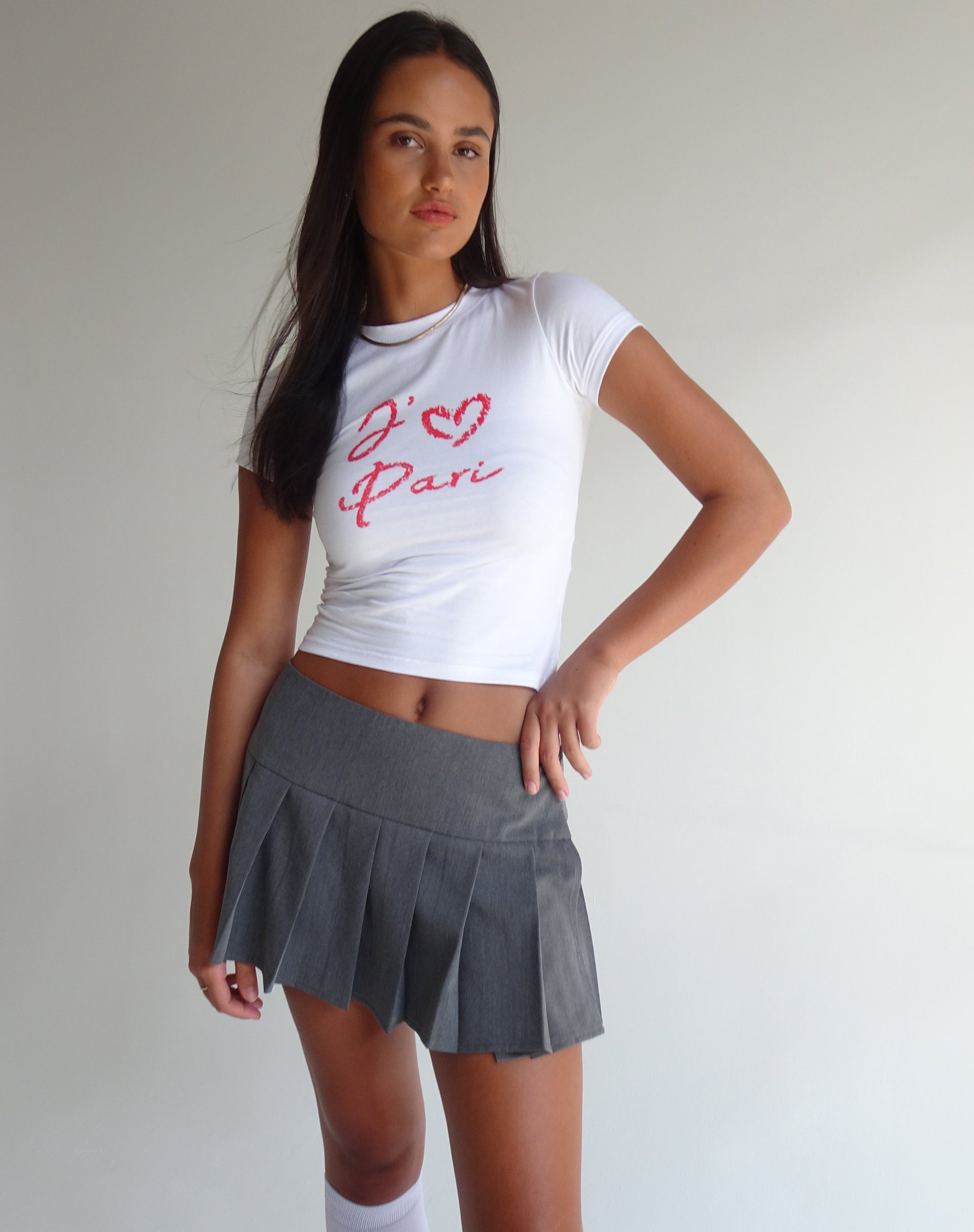 Image of Sutin Tee in White with I Love Pari Graphic