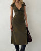 Afbeelding van Vilinia Midi Dress in Abstract Botanic Dark Olive