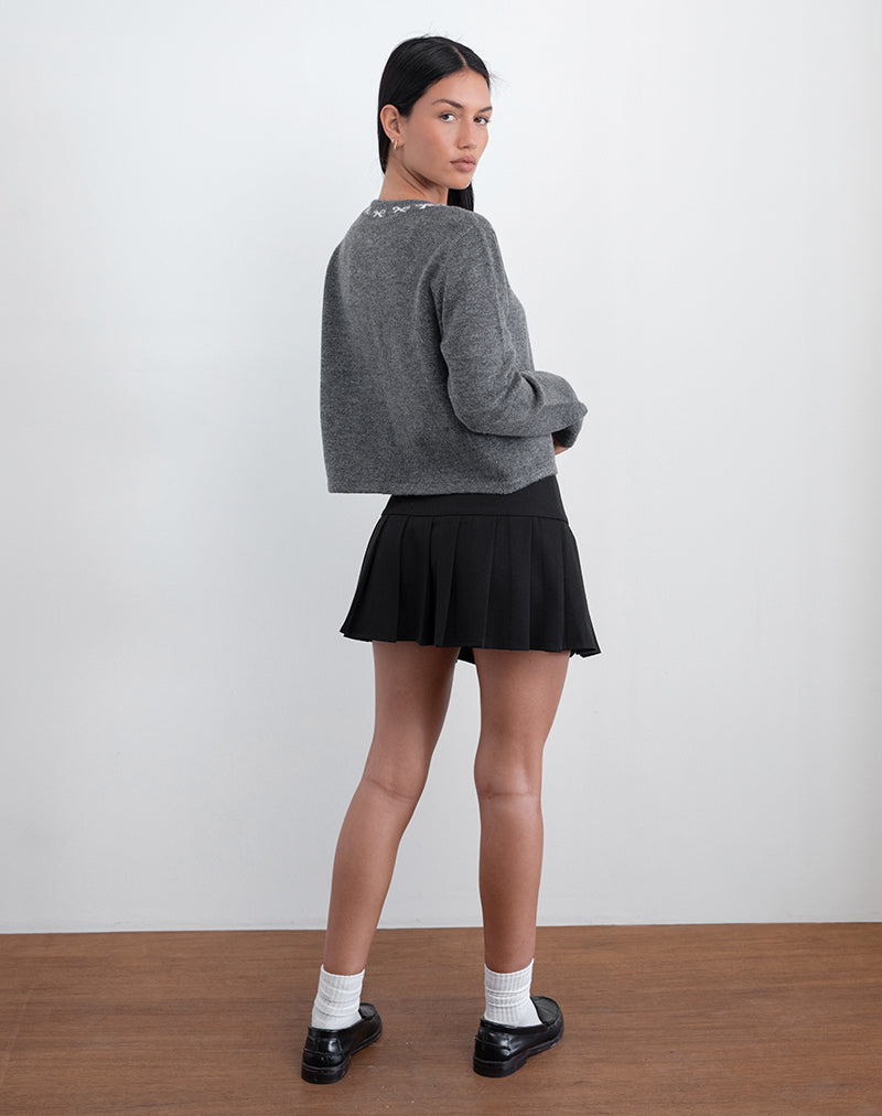 Image of Wunara Cardi in Grey with Ivory Bows