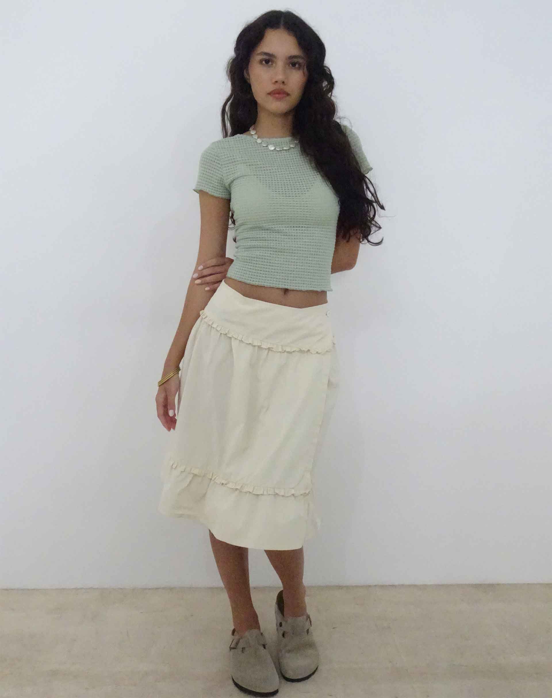 Afbeelding van Xiwang Crop Top in Sage Textured Crochet