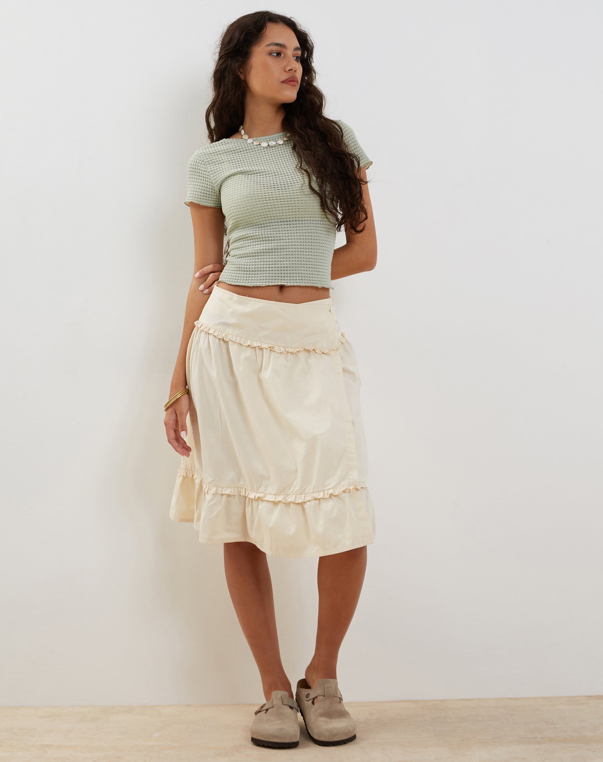 Afbeelding van Xiwang Crop Top in Sage Textured Crochet