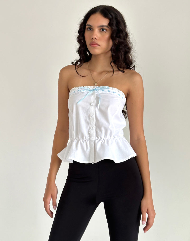 image of Zar Ribbon Tube Top in White