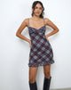 Image of Zeinari Mini Dress in Diagonal Check Navy