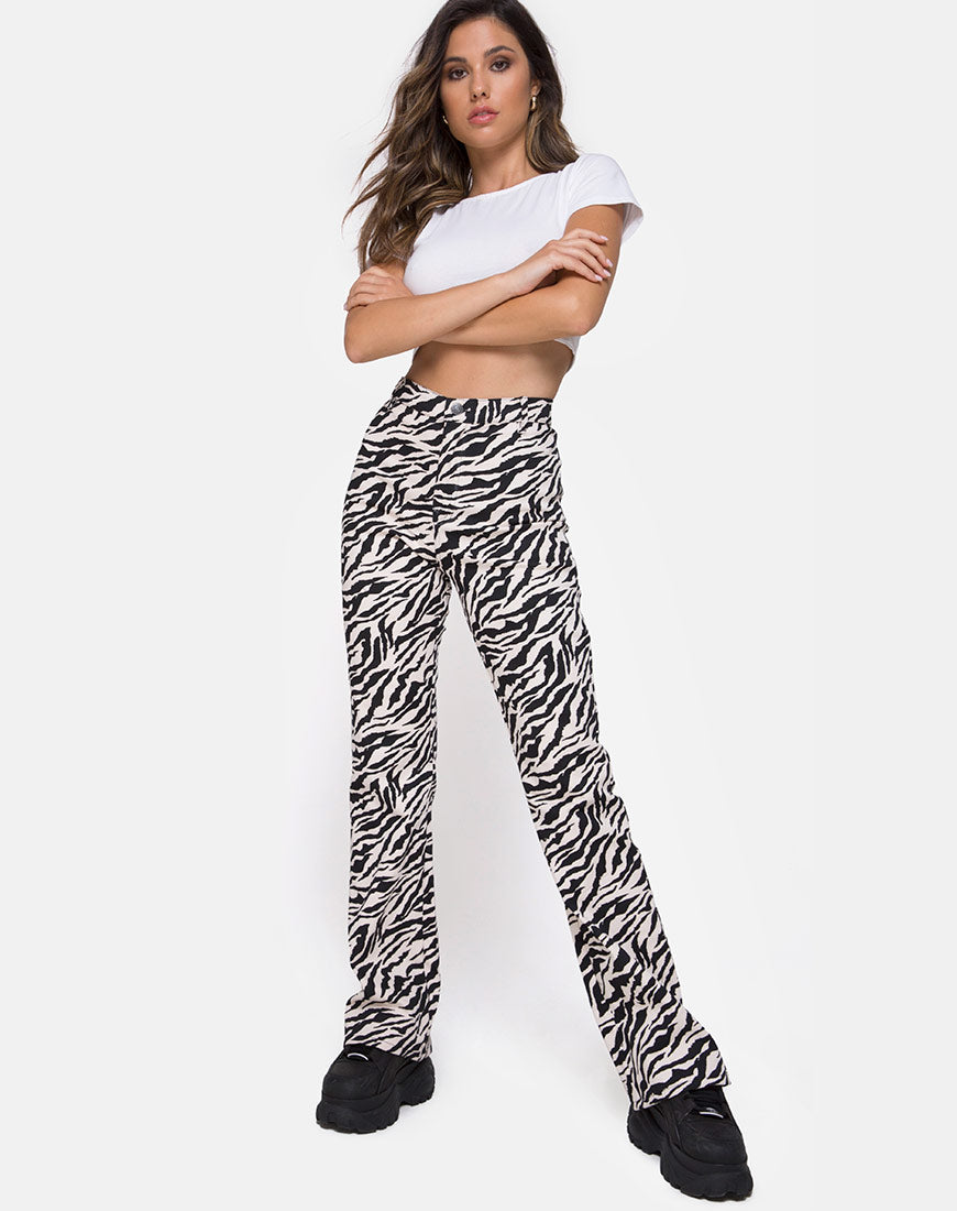 Afbeelding van Zoven Broek in 90s Zebra Zwart en Wit