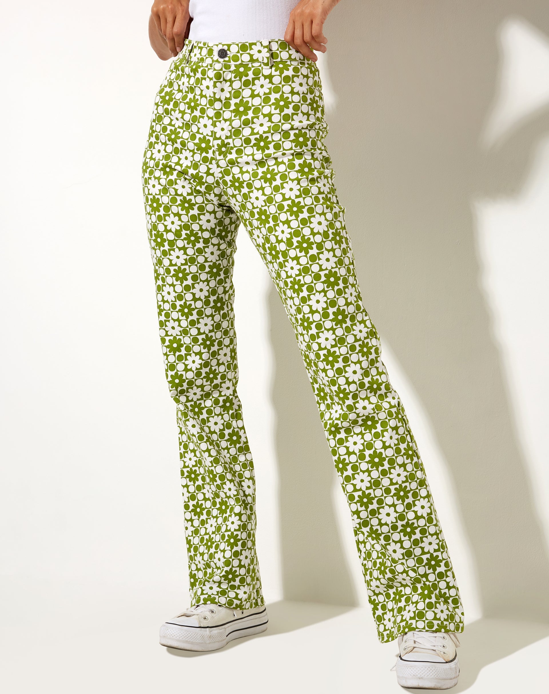 Afbeelding van Zoven Broek in Patchwork Daisy Groen