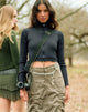 Image of Tuzifa Cropped Jumper in Navy