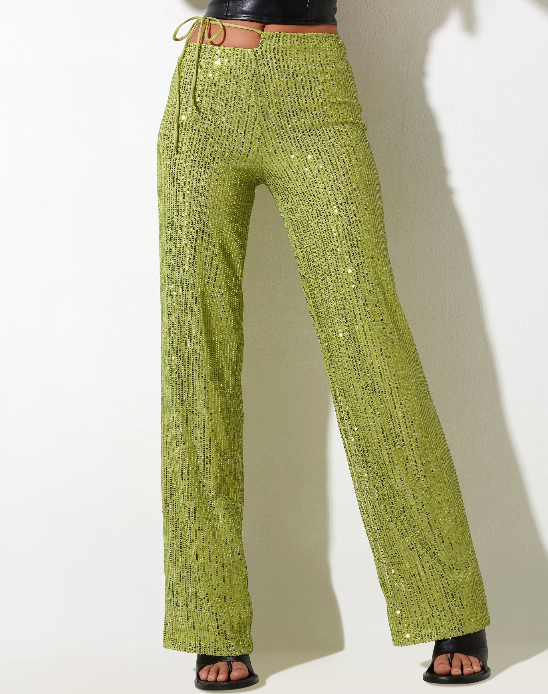 Image of Sanju Trouser in Drape Sequin Lime Green