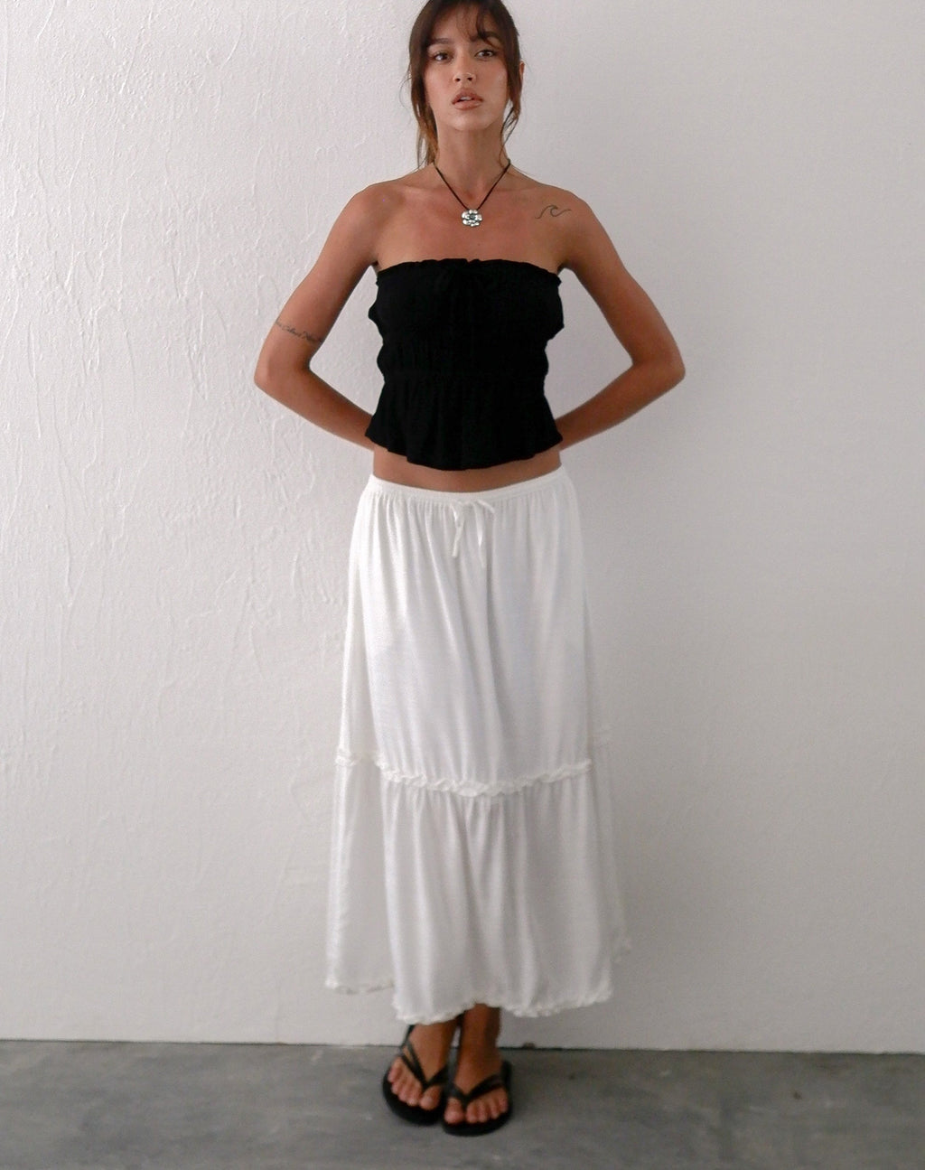 Iyana Midi Skirt in Off White