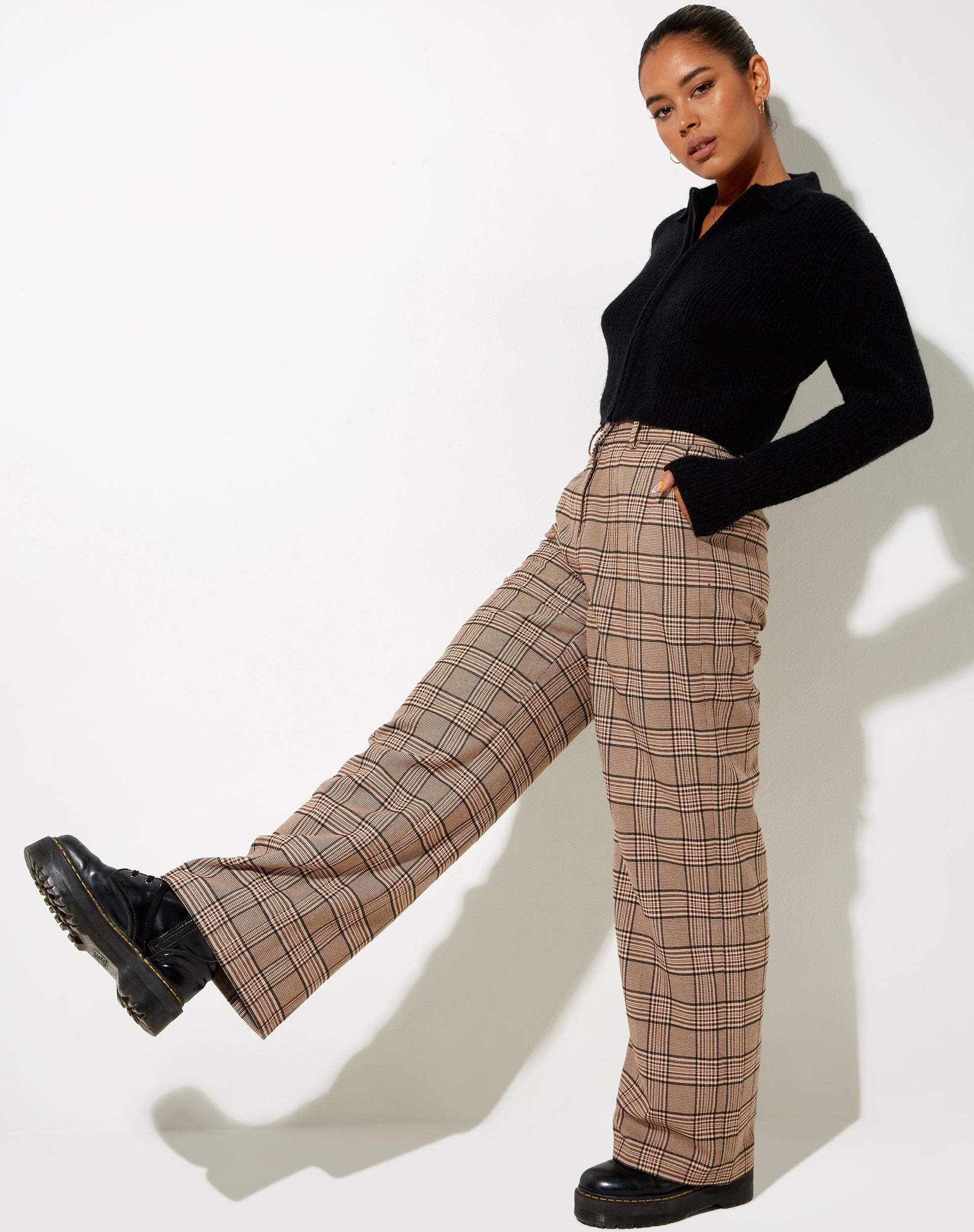 Image of Abba Trouser in Check Brown