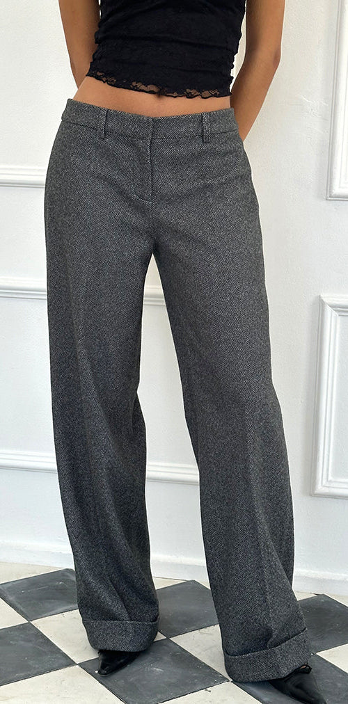 Image of Abdel Faux Wool Tailored Trouser in Charcoal Grey